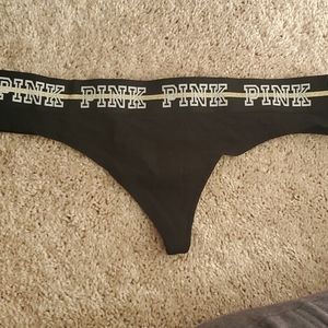 Black gold and white PINK thong